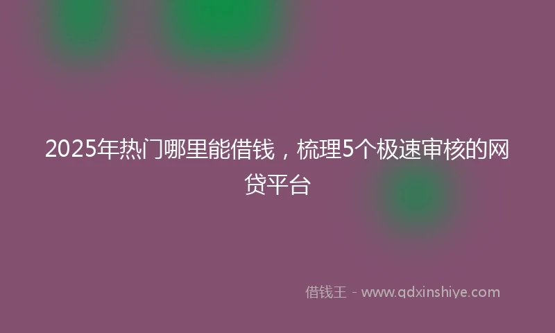 2025年热门哪里能借钱，梳理5个极速审核的网贷平台