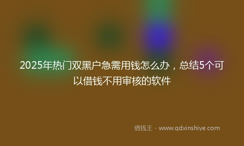 2025年热门双黑户急需用钱怎么办，总结5个可以借钱不用审核的软件