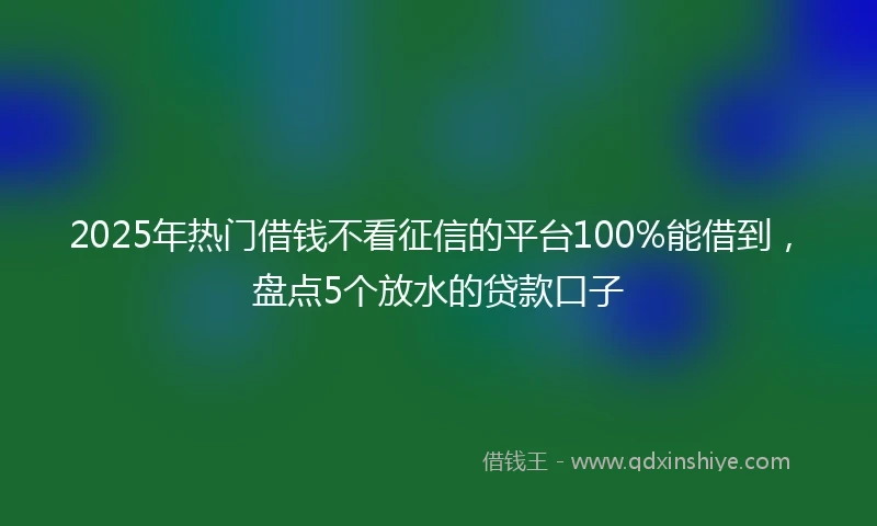 2025年热门借钱不看征信的平台100%能借到,盘点5个放水的贷款口子