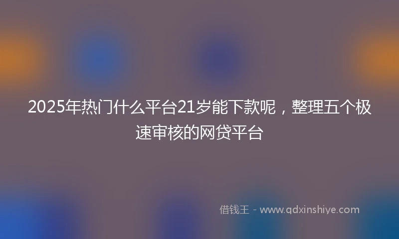 2025年热门什么平台21岁能下款呢,整理五个极速审核的网贷平台