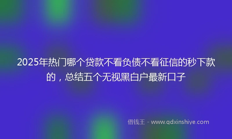 2025年热门哪个贷款不看负债不看征信的秒下款的，总结五个无视黑白户最新口子