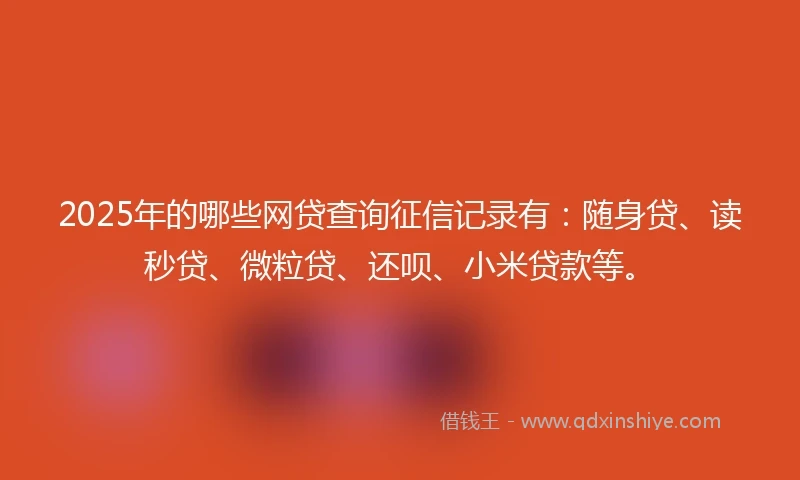 2025年的哪些网贷查询征信记录有：随身贷、读秒贷、微粒贷、还呗、小米贷款等。
