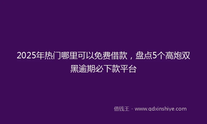 2025年热门哪里可以免费借款，盘点5个高炮双黑逾期必下款平台