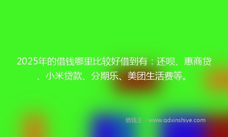 2025年的借钱哪里比较好借到有:还呗、惠商贷、小米贷款、分期乐、美团生活费等。