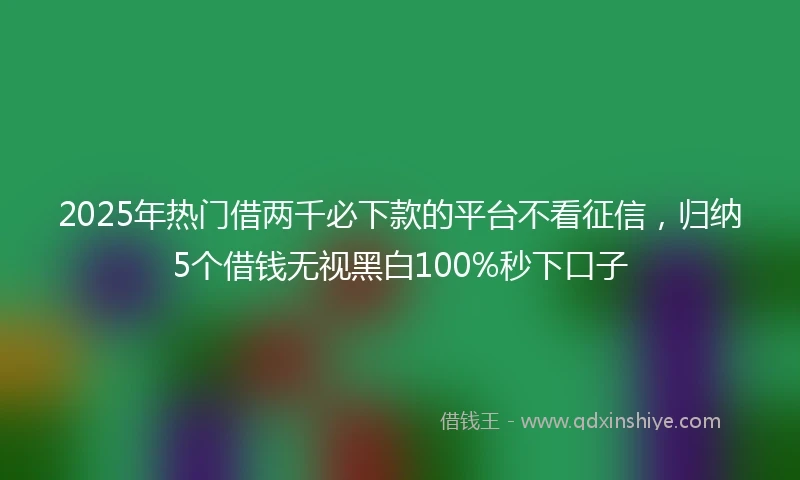 2025年热门借两千必下款的平台不看征信，归纳5个借钱无视黑白100%秒下口子