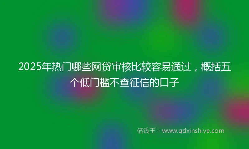 2025年热门哪些网贷审核比较容易通过，概括五个低门槛不查征信的口子