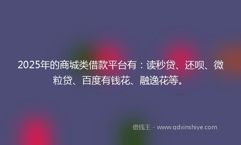 2025年的商城类借款平台有：读秒贷、还呗、微粒贷、百度有钱花、融逸花等。