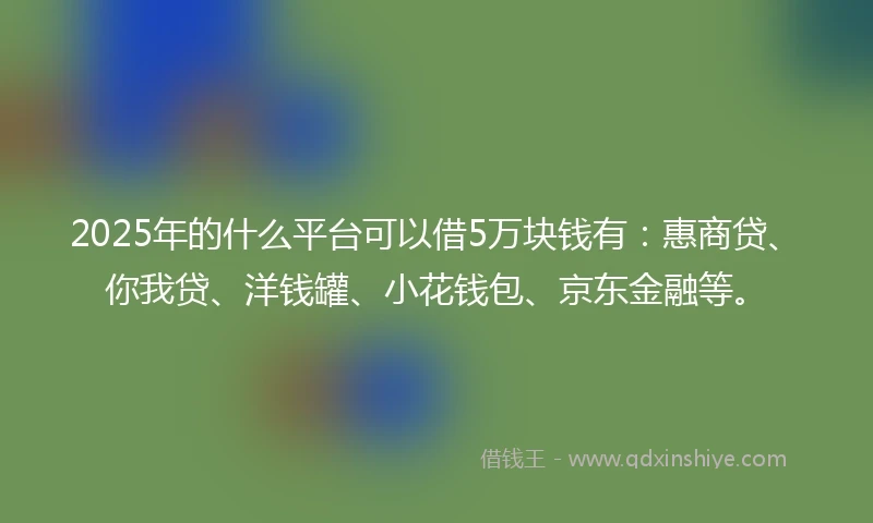 2025年的什么平台可以借5万块钱有：惠商贷、你我贷、洋钱罐、小花钱包、京东金融等。