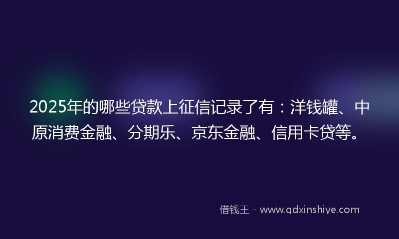 2025年的哪些贷款上征信记录了有：洋钱罐、中原消费金融、分期乐、京东金融、信用卡贷等。