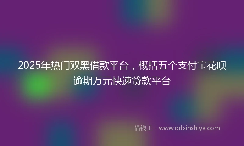 2025年热门双黑借款平台，概括五个支付宝花呗逾期万元快速贷款平台