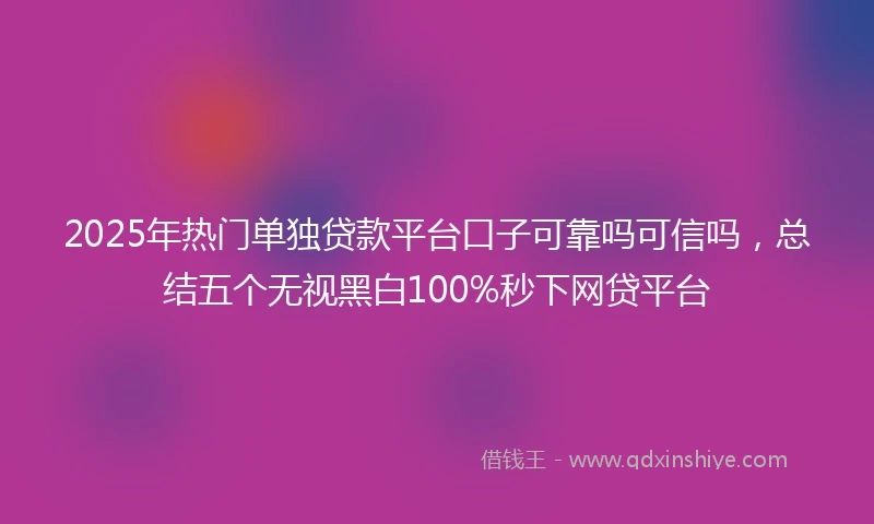 2025年热门单独贷款平台口子可靠吗可信吗，总结五个无视黑白100%秒下网贷平台