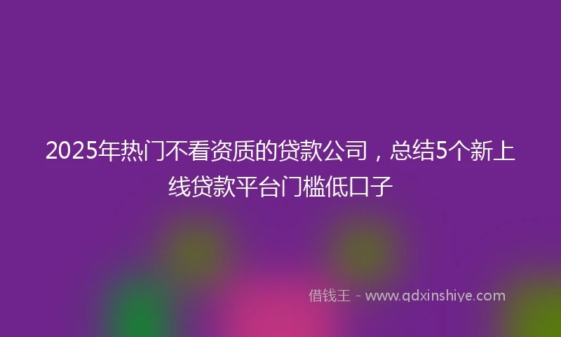 2025年热门不看资质的贷款公司，总结5个新上线贷款平台门槛低口子