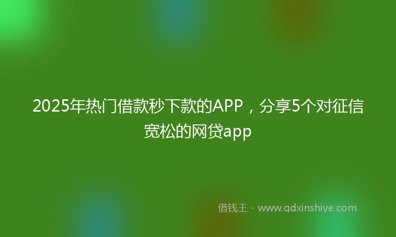 2025年热门借款秒下款的APP，分享5个对征信宽松的网贷app