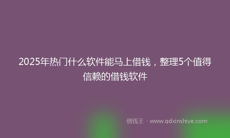 2025年热门什么软件能马上借钱，整理5个值得信赖的借钱软件