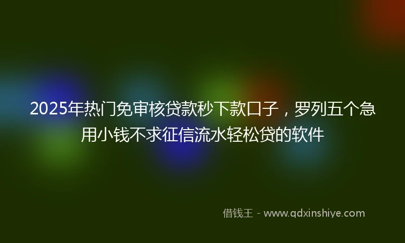 2025年热门免审核贷款秒下款口子，罗列五个急用小钱不求征信流水轻松贷的软件