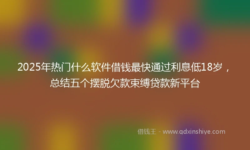 2025年热门什么软件借钱最快通过利息低18岁，总结五个摆脱欠款束缚贷款新平台