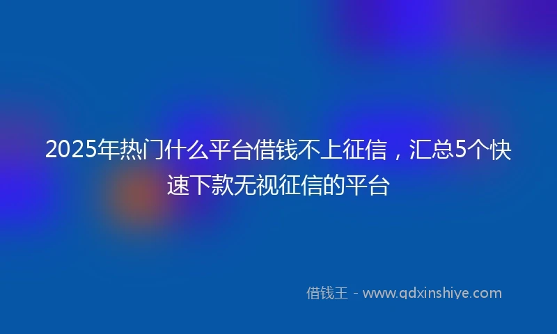 2025年热门什么平台借钱不上征信，汇总5个快速下款无视征信的平台