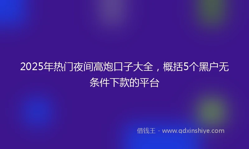 2025年热门夜间高炮口子大全，概括5个黑户无条件下款的平台