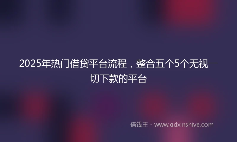 2025年热门借贷平台流程，整合五个5个无视一切下款的平台