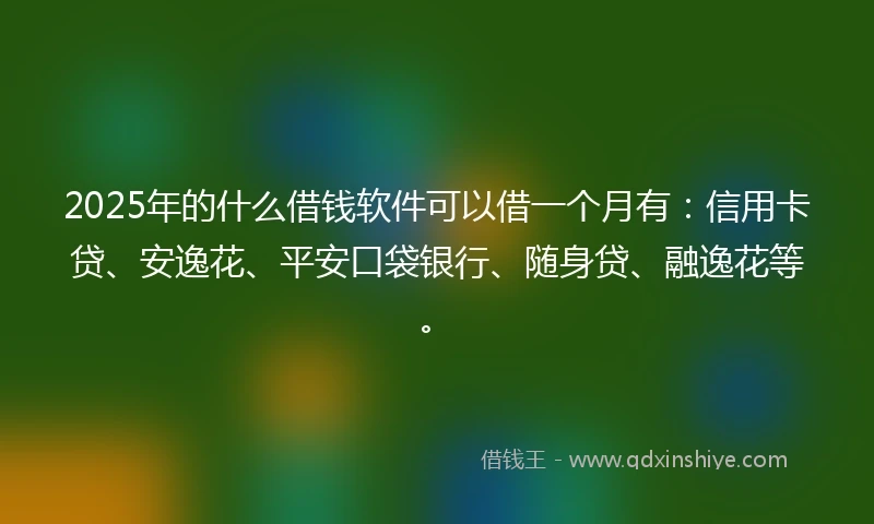 2025年的什么借钱软件可以借一个月有：信用卡贷、安逸花、平安口袋银行、随身贷、融逸花等。