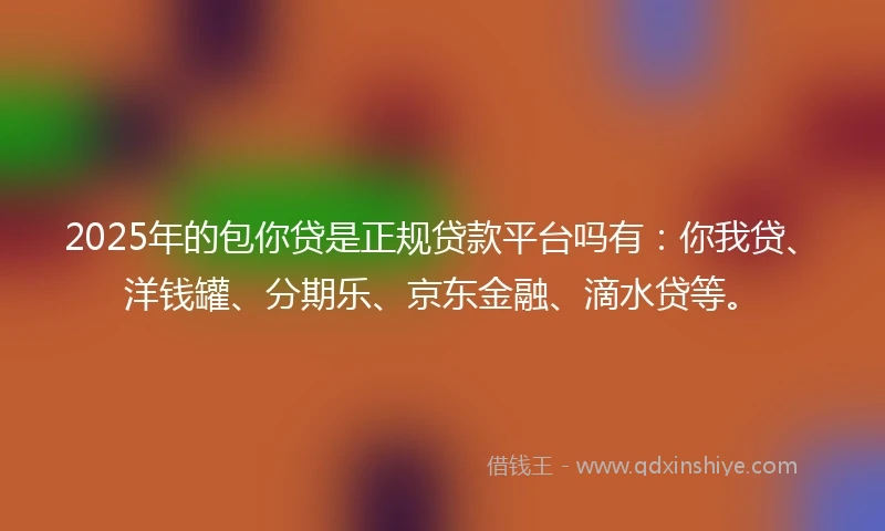 2025年的包你贷是正规贷款平台吗有：你我贷、洋钱罐、分期乐、京东金融、滴水贷等。