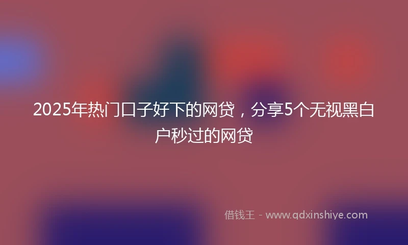 2025年热门口子好下的网贷，分享5个无视黑白户秒过的网贷