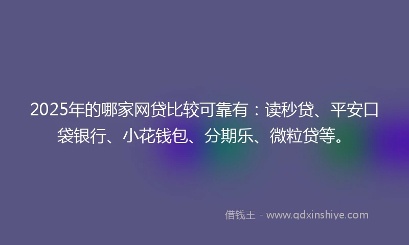 2025年的哪家网贷比较可靠有：读秒贷、平安口袋银行、小花钱包、分期乐、微粒贷等。