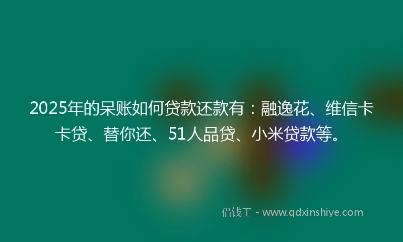 2025年的呆账如何贷款还款有：融逸花、维信卡卡贷、替你还、51人品贷、小米贷款等。