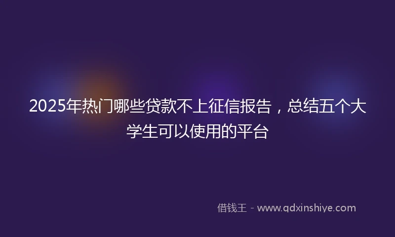 2025年热门哪些贷款不上征信报告，总结五个大学生可以使用的平台