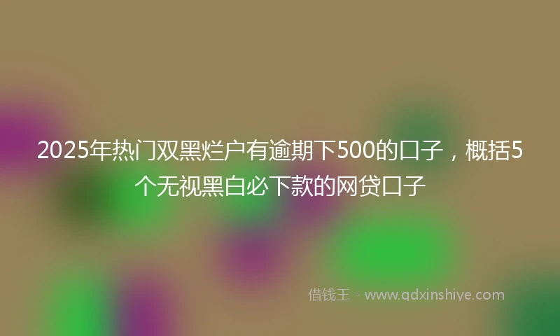 2025年热门双黑烂户有逾期下500的口子，概括5个无视黑白必下款的网贷口子