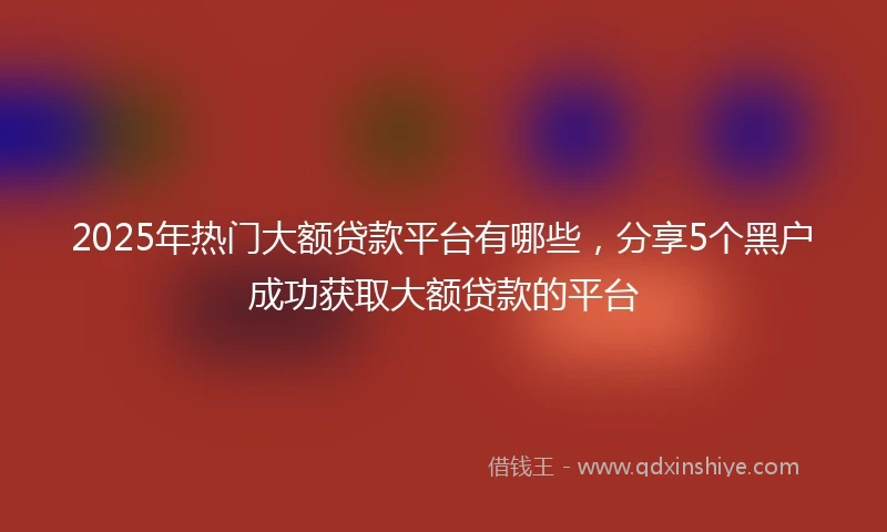 2025年热门大额贷款平台有哪些，分享5个黑户成功获取大额贷款的平台
