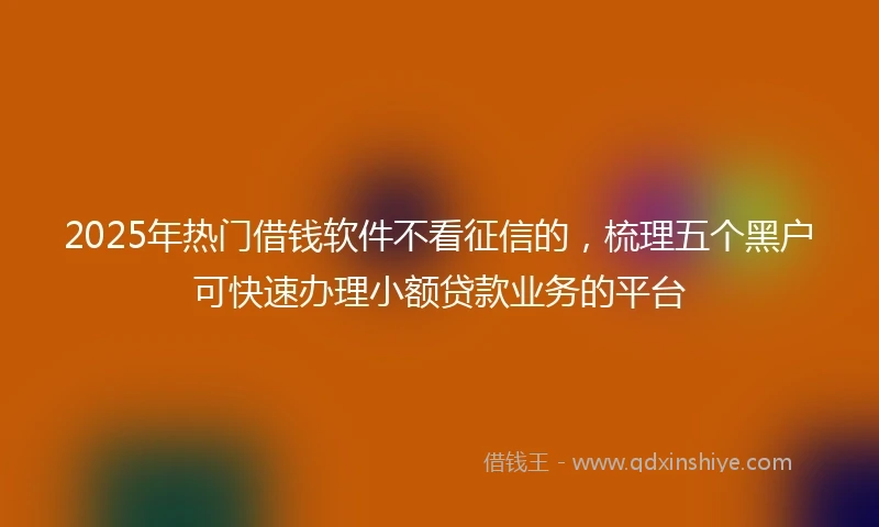2025年热门借钱软件不看征信的，梳理五个黑户可快速办理小额贷款业务的平台