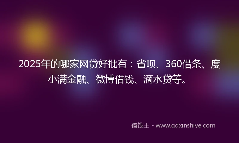 2025年的哪家网贷好批有：省呗、360借条、度小满金融、微博借钱、滴水贷等。