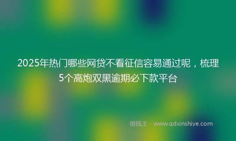 2025年热门哪些网贷不看征信容易通过呢,梳理5个高炮双黑逾期必下款平台