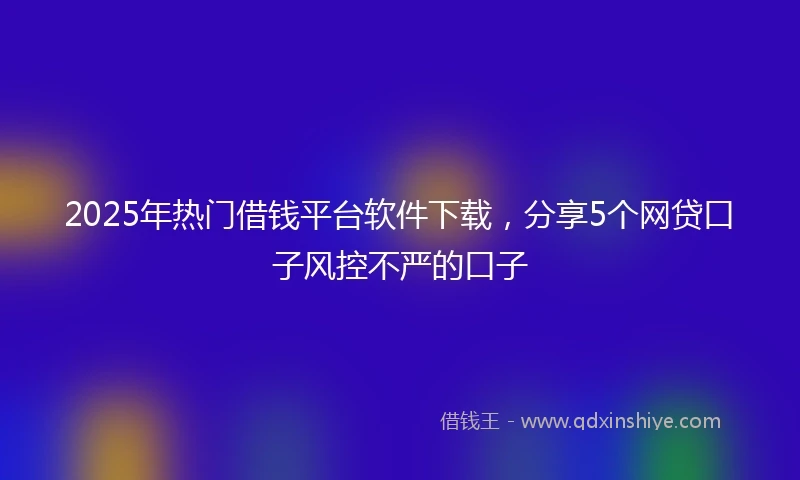 2025年热门借钱平台软件下载，分享5个网贷口子风控不严的口子