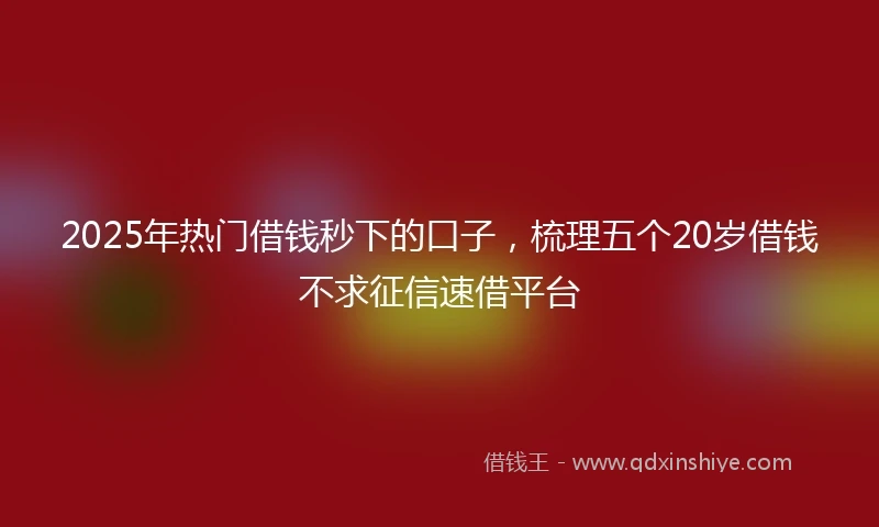 2025年热门借钱秒下的口子，梳理五个20岁借钱不求征信速借平台