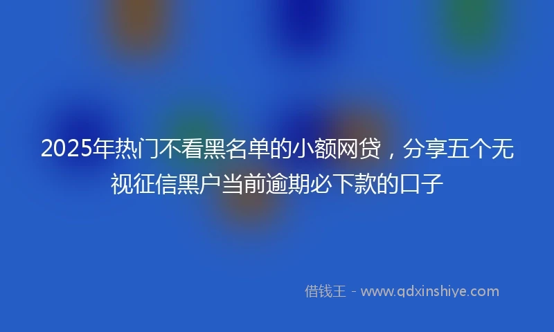 2025年热门不看黑名单的小额网贷，分享五个无视征信黑户当前逾期必下款的口子
