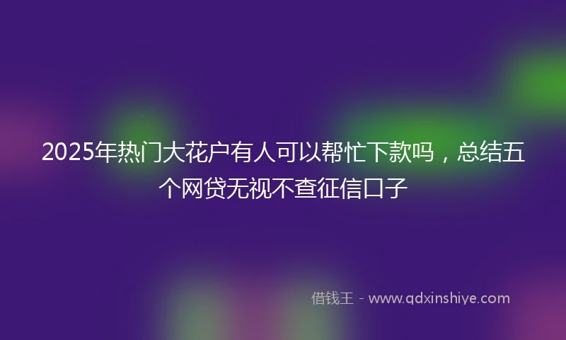 2025年热门大花户有人可以帮忙下款吗，总结五个网贷无视不查征信口子