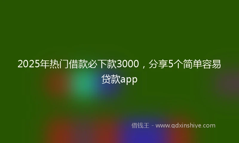 2025年热门借款必下款3000，分享5个简单容易贷款app