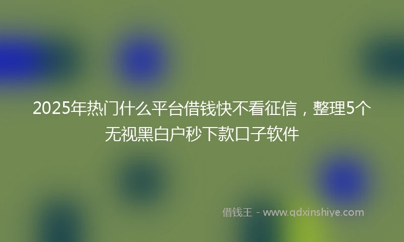 2025年热门什么平台借钱快不看征信，整理5个无视黑白户秒下款口子软件
