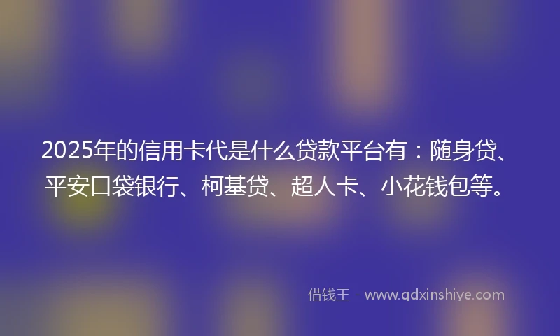 2025年的信用卡代是什么贷款平台有：随身贷、平安口袋银行、柯基贷、超人卡、小花钱包等。