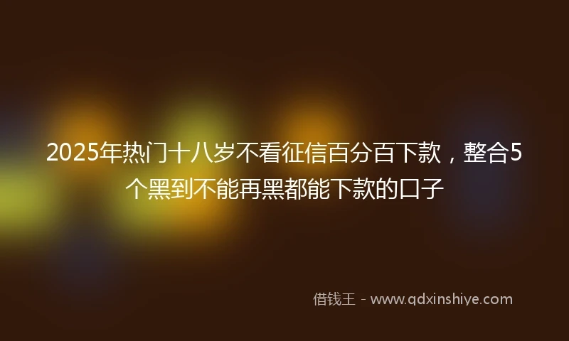 2025年热门十八岁不看征信百分百下款，整合5个黑到不能再黑都能下款的口子
