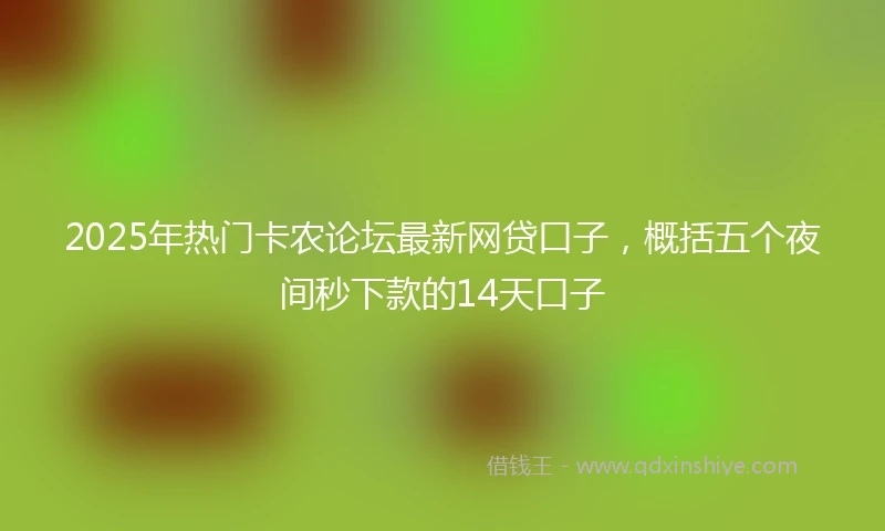 2025年热门卡农论坛最新网贷口子，概括五个夜间秒下款的14天口子