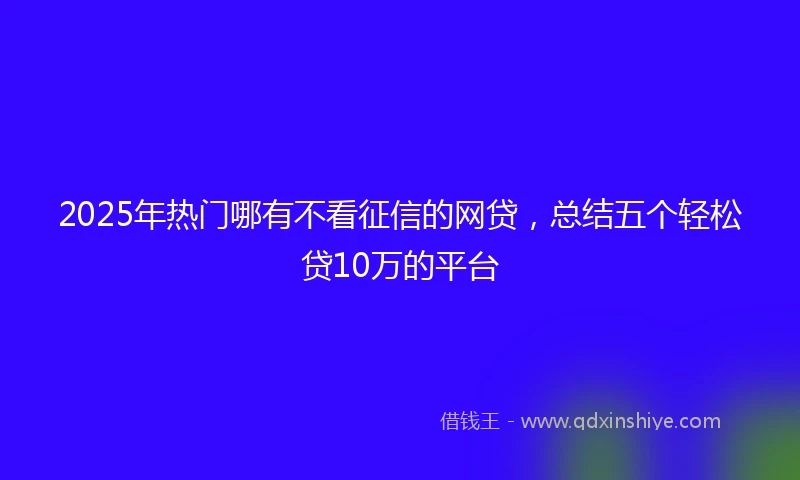 2025年热门哪有不看征信的网贷，总结五个轻松贷10万的平台