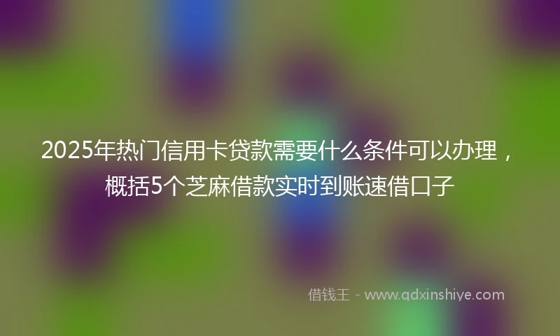 2025年热门信用卡贷款需要什么条件可以办理，概括5个芝麻借款实时到账速借口子