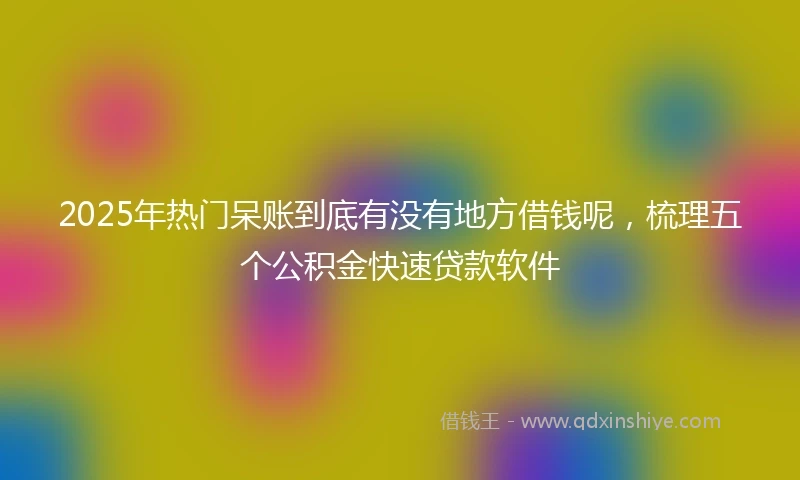 2025年热门呆账到底有没有地方借钱呢，梳理五个公积金快速贷款软件