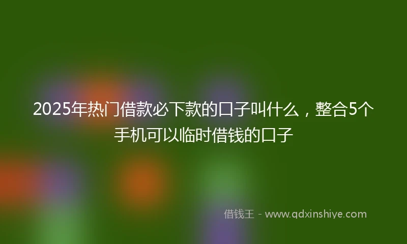 2025年热门借款必下款的口子叫什么，整合5个手机可以临时借钱的口子