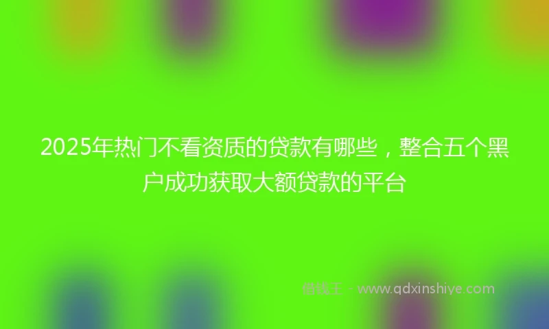 2025年热门不看资质的贷款有哪些，整合五个黑户成功获取大额贷款的平台