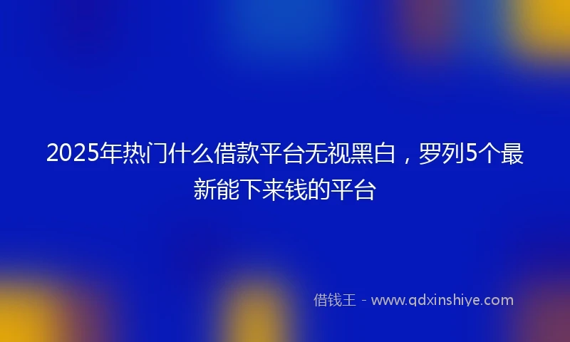 2025年热门什么借款平台无视黑白，罗列5个最新能下来钱的平台