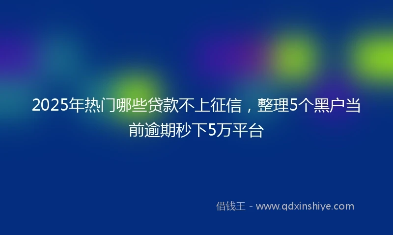 2025年热门哪些贷款不上征信，整理5个黑户当前逾期秒下5万平台